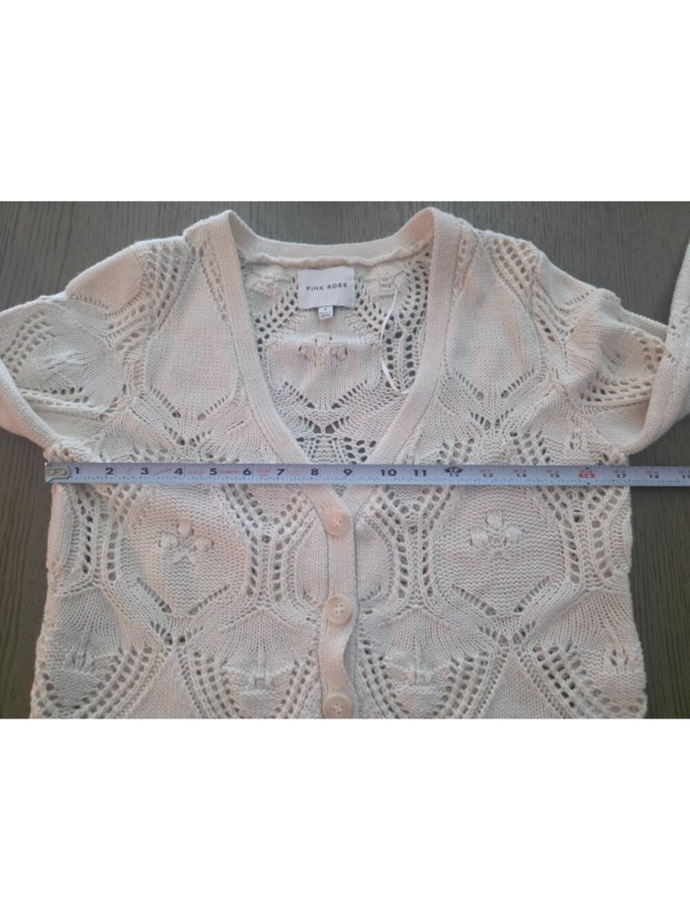 Pink Rose 2 Piece Embroidered Cardigan Open Knit Sweater Tank Set S EUC - Picture 11 of 13